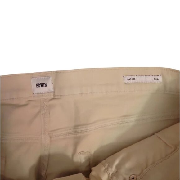 Edwin Maddox Slim Fit Mens Jeans Beige 40x32 New With Tags Cotton Blend - Picture 6 of 7